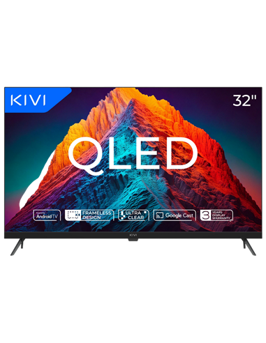 32" QLED SMART Телевизор KIVI 32F770QB, 1920x1080 FHD, Android TV, Чёрный