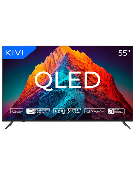 55" QLED SMART Телевизор KIVI 55U770QB, 3840x2160 4K UHD, Android TV, Чёрный