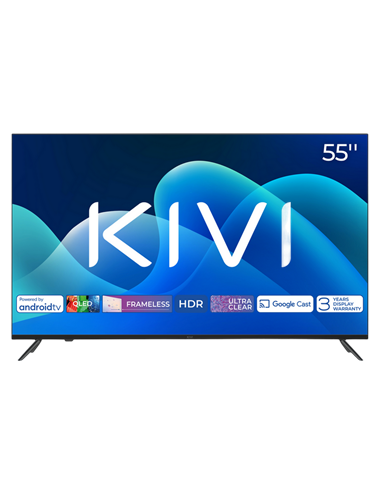 55" QLED SMART TV KIVI 55U770QB, 3840x2160 4K UHD, Android TV, Negru