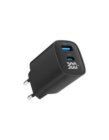Зарядное устройство Gembird TA-UC-PDQC30LCD-BK-01, 30Вт, Чёрный