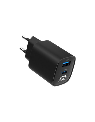 Зарядное устройство Gembird TA-UC-PDQC30LCD-BK-01, 30Вт, Чёрный