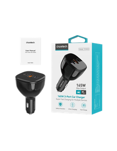 Автомобильное зарядное устройство Choetech TC0024, 165Вт, Чёрный 2