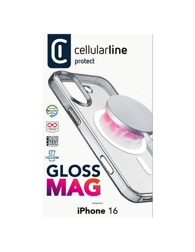 Husă Cellularline Gloss Mag - iPhone 16, Transparent