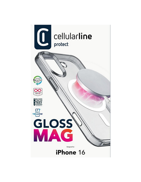 Husă Cellularline Gloss Mag - iPhone 16, Transparent Husă Cellularline Gloss Mag - iPhone 16, Transparent
