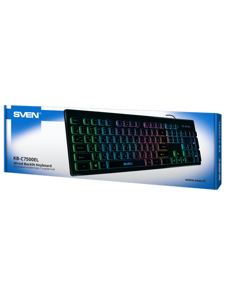 Клавиатура SVEN KB-C7500EL, Проводное, Чёрный