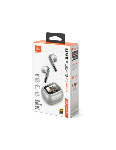 Căști JBL LIVE Flex 3, Argintiu
