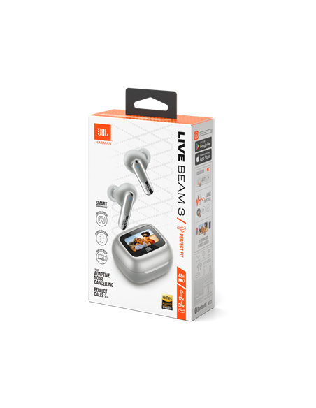 Căști JBL LIVE Beam 3, Argintiu