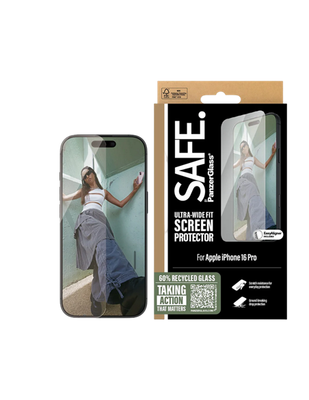 Sticlă de protecție PanzerGlass SAFE. UWF for iPhone 16 Pro, Transparent