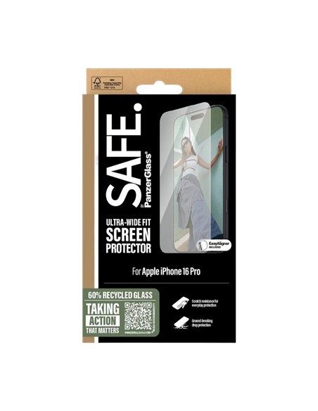 Защитное стекло PanzerGlass SAFE. UWF for iPhone 16 Pro, Прозрачный