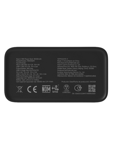 Портативное зарядное устройство Xiaomi BHR9126GL, 30000мА·ч, Чёрный
