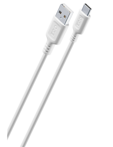 Кабель для зарядки и передачи данных Cellularline Become Eco, USB Type-A/USB Type-C, 1м, Белый