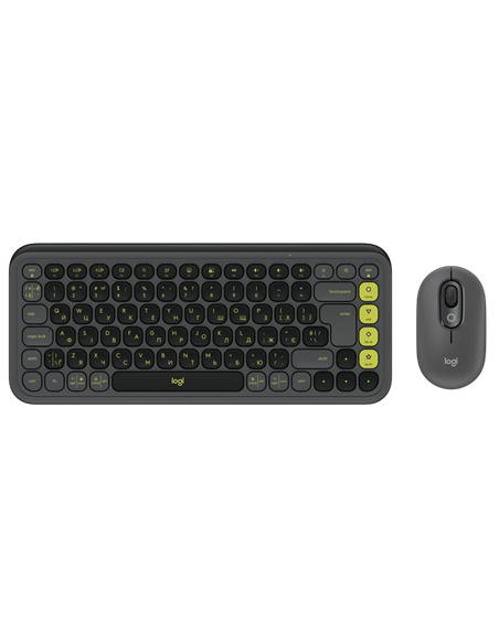 Set Tastatură + Mouse Logitech POP ICON Combo, Fără fir, Grafit | Verde