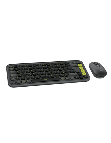 Set Tastatură + Mouse Logitech POP ICON Combo, Fără fir, Grafit | Verde