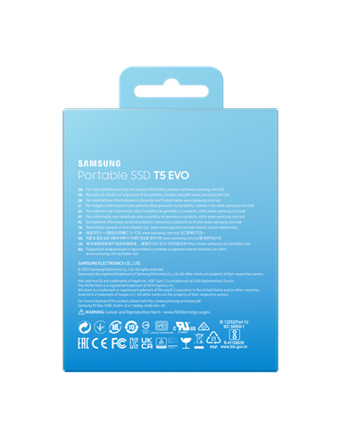 Внешний портативный SSD накопитель Samsung T5 EVO, 2 ТБ, Чёрный (MU-PH2T0S/EU)