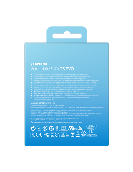 Внешний портативный SSD накопитель Samsung T5 EVO, 2 ТБ, Чёрный (MU-PH2T0S/EU)