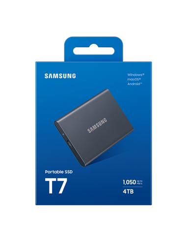 Внешний портативный SSD накопитель Samsung T7, 4 ТБ, Titan Gray (MU-PC4T0T/WW)