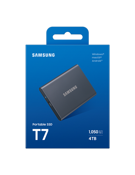 Внешний портативный SSD накопитель Samsung T7, 4 ТБ, Titan Gray (MU-PC4T0T/WW)