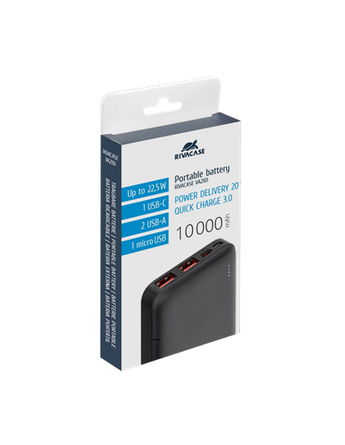 Acumulator extern Rivacase VA2101, 10000mAh, Negru
