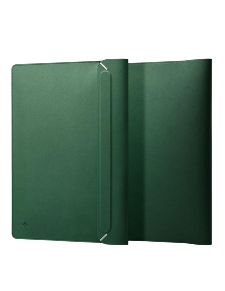 Husă pentru laptop Spigen Valentinus 13-14", Piele artificială, Jeju Green