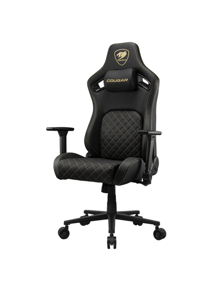 Scaun Gaming Cougar Defensor, Țesătură, PU Piele, Auriu