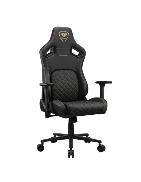 Scaun Gaming Cougar Defensor, Țesătură, PU Piele, Auriu
