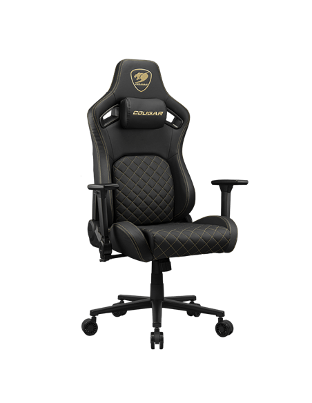 Scaun Gaming Cougar Defensor, Țesătură, PU Piele, Auriu
