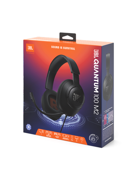 Căști gaming JBL Quantum 100M2, Cu fir, Negru