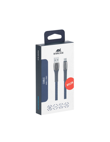 Кабель для зарядки и синхронизации Rivacase PS6102 BL12, USB Type-A/USB Type-C, 1,2м, Синий
