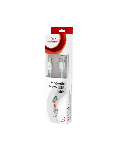 Cablu încărcare și sincronizare Cablexpert Magnetic Micro, Micro-USB/USB Type-A, 1m, Alb