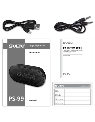 Boxă portabilă SVEN PS- 99, Negru
