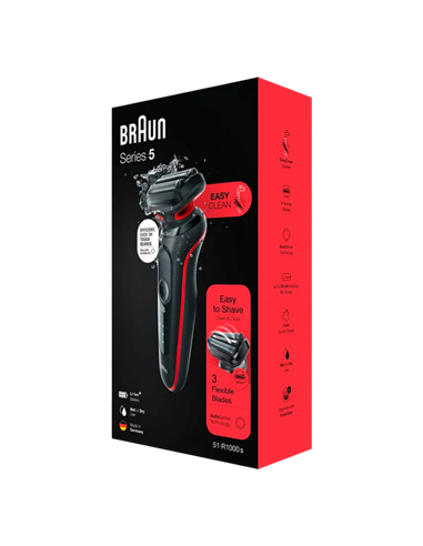 Электробритва мужская Braun 51-R1000s, Черный | Красный