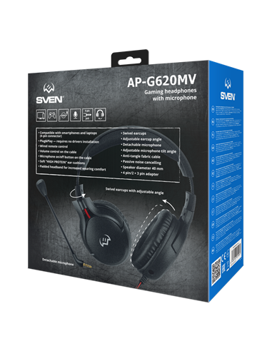 Căști gaming SVEN AP-G620MV, Cu fir, Negru