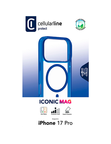 Husă Cellularline Iconic Mag pentru Apple iPhone 17 Pro, Albastru