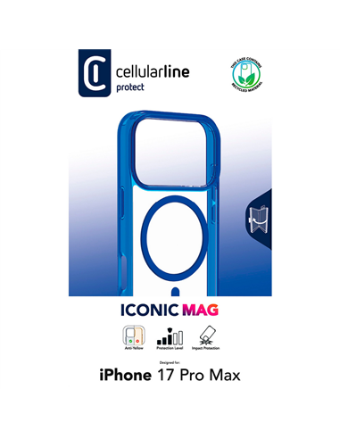 Husă Cellularline Iconic Mag pentru Apple iPhone 17 Pro Max, Albastru