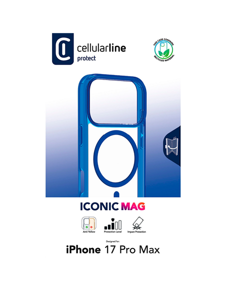 Husă Cellularline Iconic Mag pentru Apple iPhone 17 Pro Max, Albastru