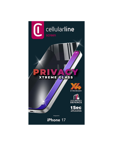 Sticlă de protecție Cellularline Tempered Glass Privacy pentru Apple iPhone 17, Negru