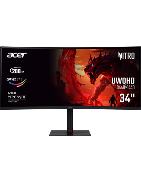 34" Игровой монитор Acer XV345CUR, VA 3440x1440 WQHD, Чёрный