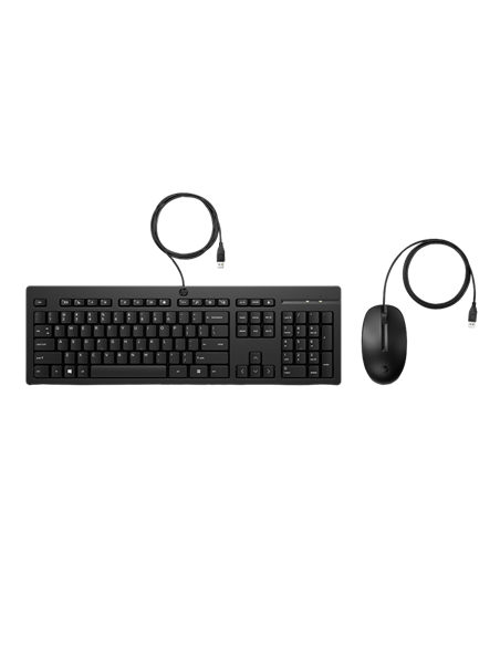 Клавиатура и мышь HP 225, Проводное, Чёрный