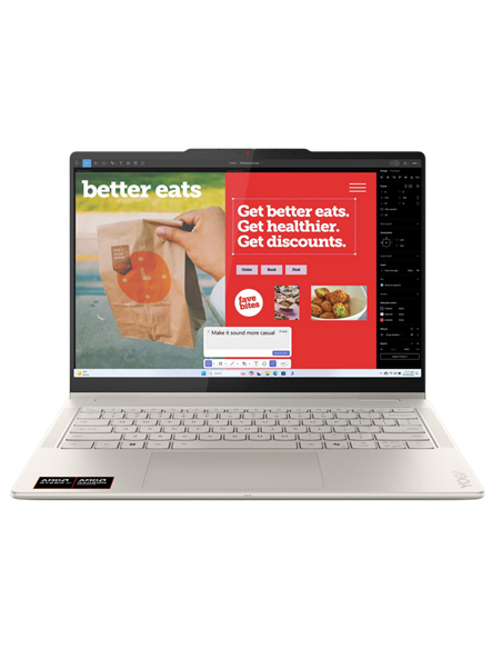 Laptop 14" Lenovo Yoga 7 2-in-1 14APK10, Seashell, AMD Ryzen AI 7 350, 24GB/1024GB, Fără SO