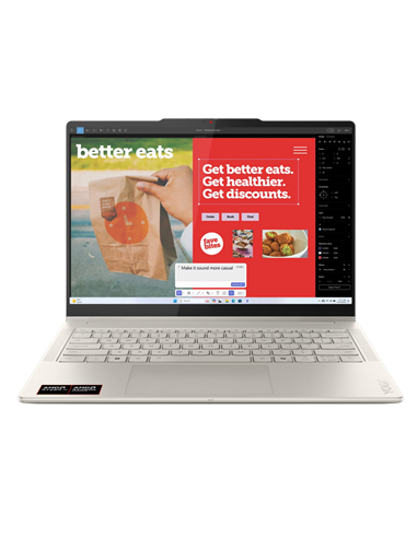 Laptop 14" Lenovo Yoga 7 2-in-1 14APK10, Seashell, AMD Ryzen AI 5 340, 24GB/1024GB, Fără SO