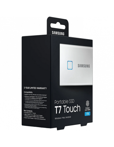 Внешний портативный SSD-накопитель Samsung Portable SSD T7 Touch, 1 TB, White (MU-PC1T0S/WW)