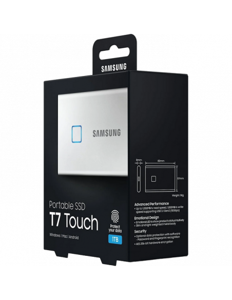 Внешний портативный SSD-накопитель Samsung Portable SSD T7 Touch, 1 TB, White (MU-PC1T0S/WW)
