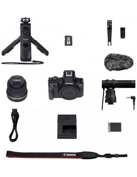 Aparate foto fără oglindă Mirrorless Camera CANON EOS R50 + RF-S 18-45 f4.5-6.3 IS STM Content Creator Kit Black (5811C036)