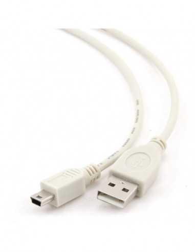 Кабель Micro USB, Mini USB Cable Mini USB2.0, Mini B - AM, 1.8 m, 5Pin, Cablexpert, WHITE, CC-USB2-AM5P-6