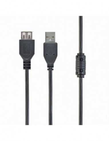 Удлинительный USB-кабель Cable USB, USB AMAF, 1.8 m, USB2.0 Premium quality with ferrite core, Cablexpert, CCF-USB2-AMAF-6