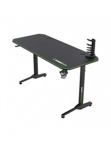 Gaming Desk Gamemax D140-Carbon- 140x60x75cm- Headsets hook- Cup holder- Cable managment