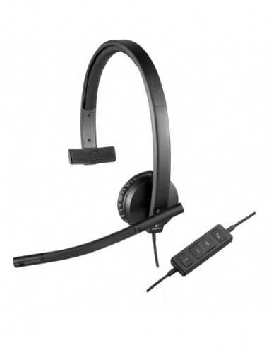 Logitech USB Mono Headset H570e- Business Headset: 31.5 Hz-20 kHz- Microphone: 100 Hz-18 kHz- In-line audio controls- USB