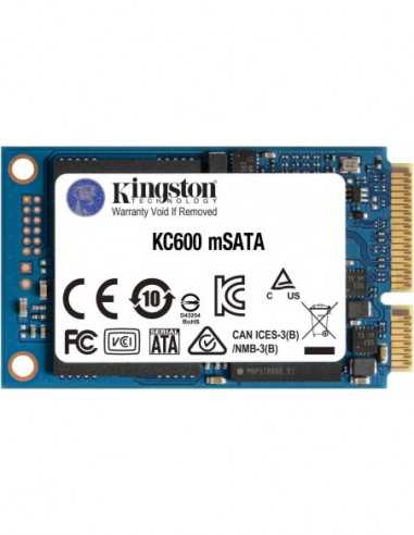 mSATA SSD 256GB Kingston KC600- SATAIII-SeqReads:550 MBs-SeqWrites:500 MBs- Max Random 4k Read: 90000 IOPS Write: 80000 IOPS- 7