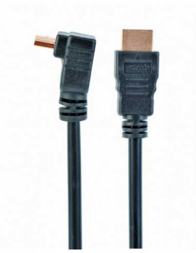 Видеокабели HDMI / VGA / DVI / DP Cable HDMI CC-HDMI490-6- 1.8 m- HDMI v.1.4 90 degrees- male-male- Black cable with gold-plated