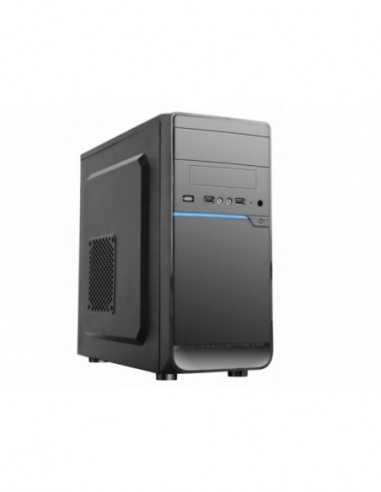 Carcase HPC HPC D-08 mATX Case- (500W- 24 pin- 1x 8pin(4+4)- 2xSATA- 2xIDE- 12cm fan)- 2xUSB2.0 HD Audio- Shiny Black + Blue dec